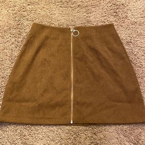Corduroy Front Zipper Skirt